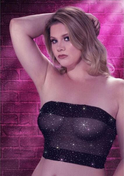 Zwart Radiance Plus Size bandeau top van CalExotics, met strass
