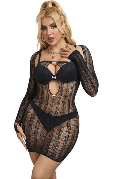 Subblime mesh jurk met lange mouwen en korte snit