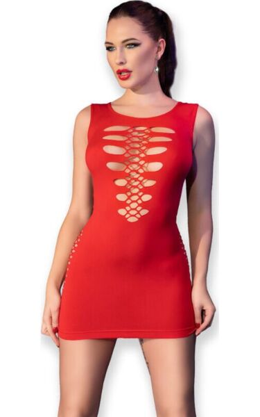 Rode mini-jurk Chilirose CR 4622 rood S/M met openingen