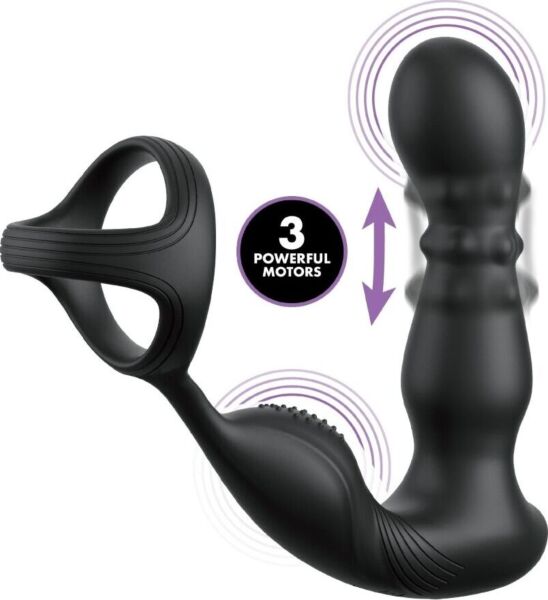 Zwarte Fantasy Elite Ass-Gasm Taint-alizer anale vibrator met draaiende balletjes voor het perineum
