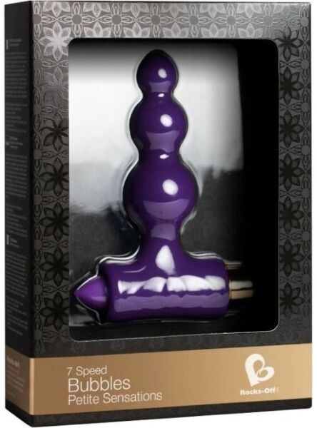 Anale vibrator Rocks-Off Petite Bubbles lila met golvende body en T-vormige voet