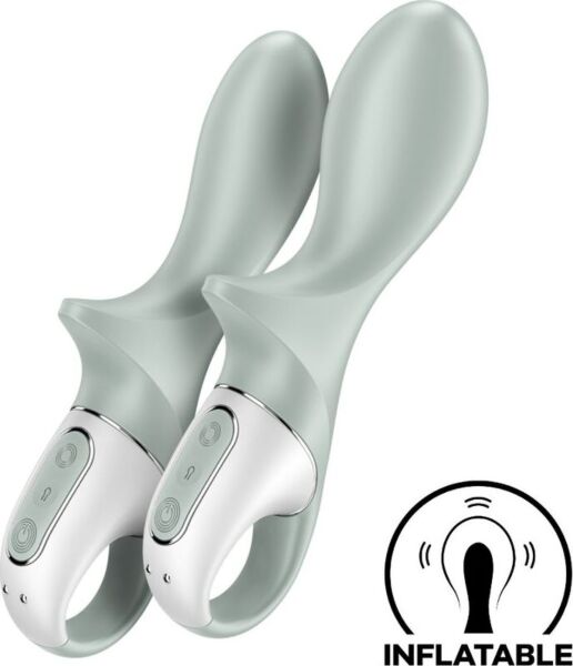 Opblaasbare anale vibrator Satisfyer Air Pump Booty 3 in het groen, met zijn greepring