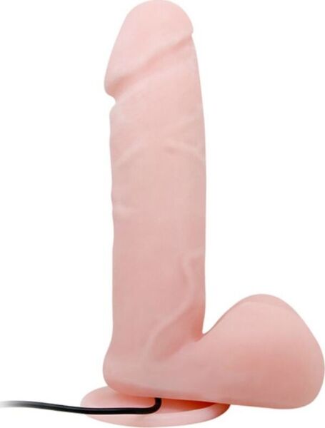 Realistische vibrator Baile BW-008017BRSY met testikels en zuignap onderaan