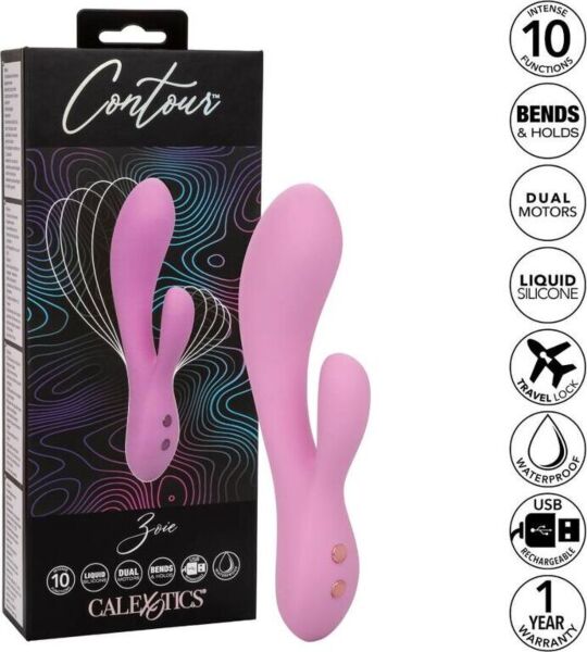 Rabbit vibrator CalExotics Contour Zoie met gebogen schacht en clitorisstimulator