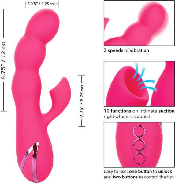 Rabbit vibrator CalExotics Oceanside Orgasm, uit de collectie California Dreaming, in roze