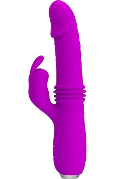 Paarse Pretty Love Dorothy rabbit vibrator met een realistische kop