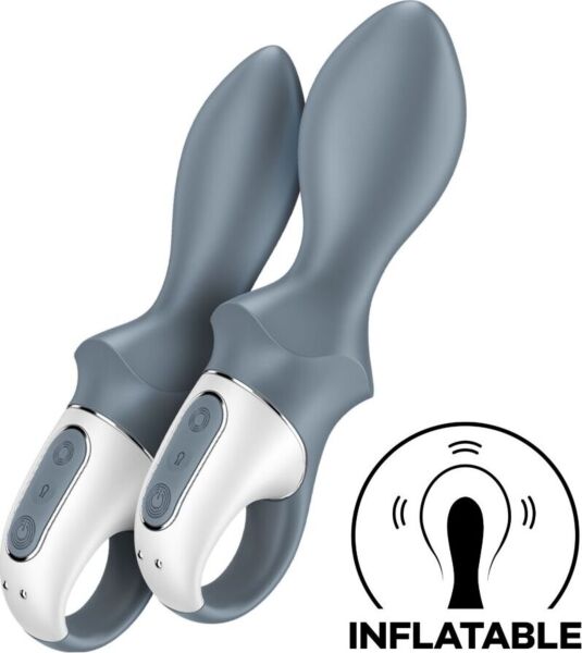 Opblaasbare anal vibrator Satisfyer Air Pump Booty 1 in het grijs, met stopring