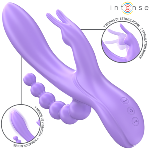 Vibrator Intense Miko, rabbit vibrator met extra anale arm