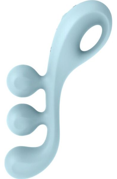 Satisfyer Tri Ball 2 vibrator in het blauw, met drie ballen en de ring om hem vast te houden
