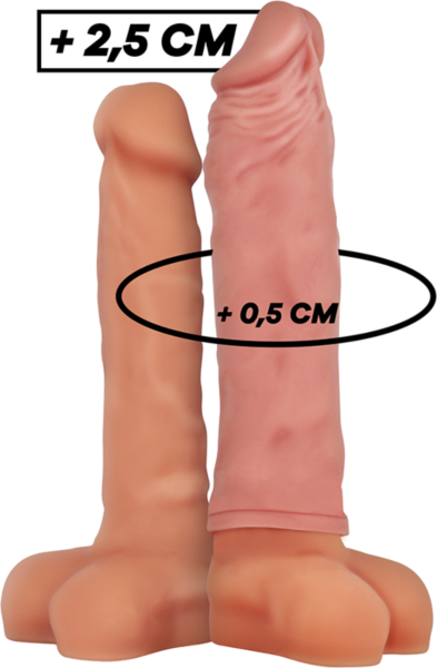 Penishuls VirilXL V5 van silicone, in bruin en naturel