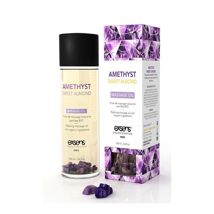 Relaxing Oil With Organic Ingredientes And Stones Amethyst Sweet Almond 100 ml. Relaxing Oil With Organic Ingredientes And Stones Amethyst Sweet Almond 100 ml.