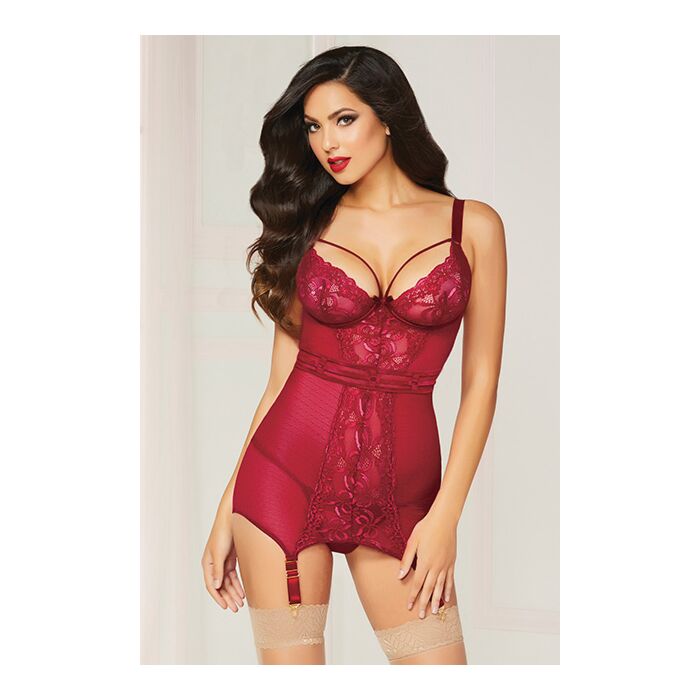 2Pc Chemise Set Wine