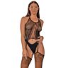 Bodystocking Lace Halternek Zwart
