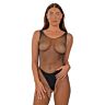 Bodystocking Lace Rhinestone met Open Crotch