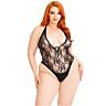 Teddy Leg Avenue Floral Lace Deep-V Plus Size