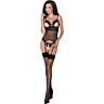 Mesh korset Passion Diabolina met jarretels en string