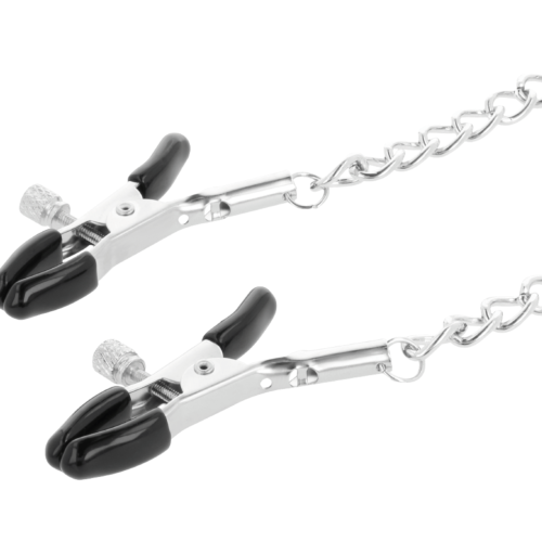 Bondage kraag DARKNESS met tepelklemmen
