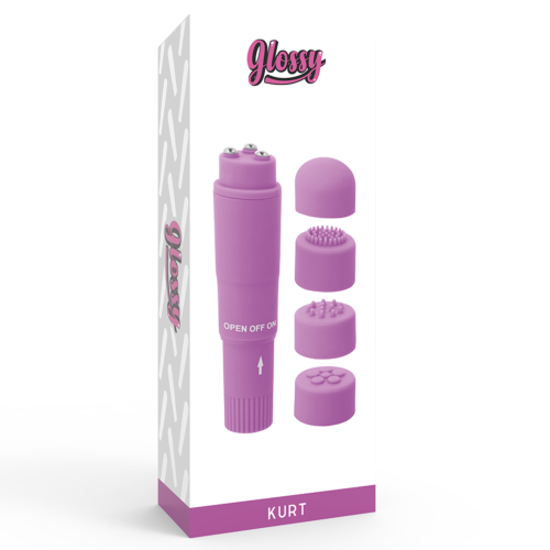 Mini vibrator GLOSSY Kurt met verwisselbare koppen
