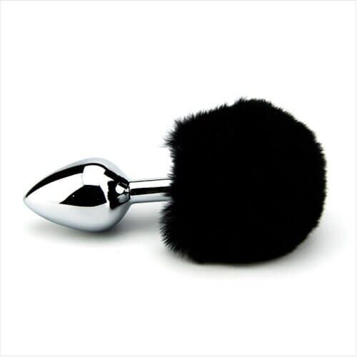 Bunny Tail Butt Plug Furry Fantasy met Easy Inbreng Negro