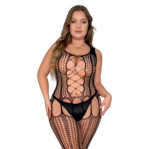 Bodystocking Lace Plus Size met Open Kruid