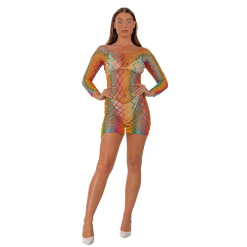Sexy Lingerie Lace Rainbow Jurk met lange mouwen