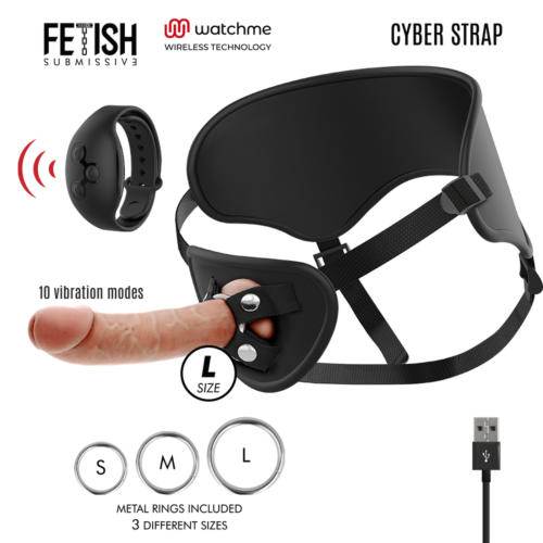 Harnas FETISH SUBMISSIVE CYBER STRAP met afstandsbediening