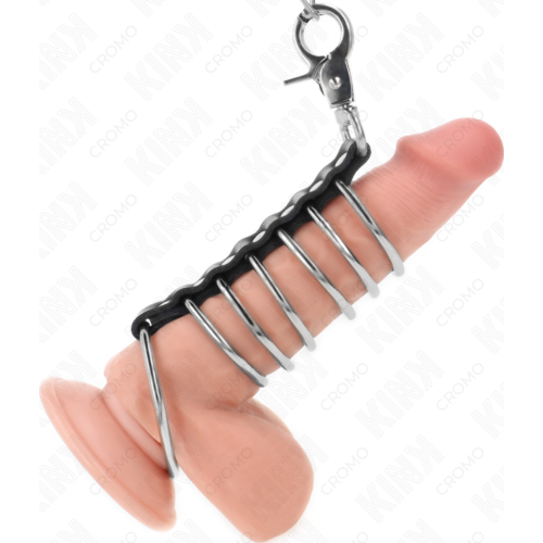Riems voor Penis KINK RING POWER met 7 metalen ringen