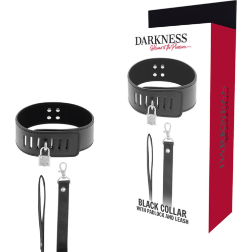 BDSM halsband DARKNESS met hangslot en zeven openingen