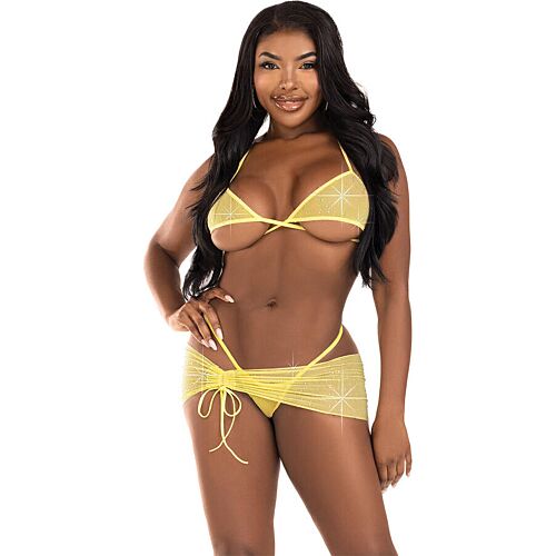 Lingerieset Leg Avenue Gele Diamanten M/L - 3-delige set