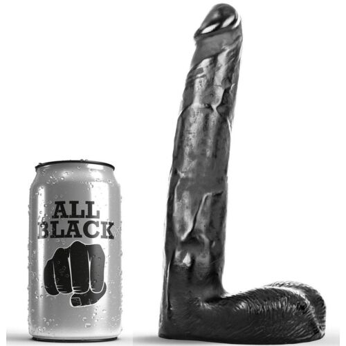 ALL BLACK realistische dildo 21 cm met gebogen textuur