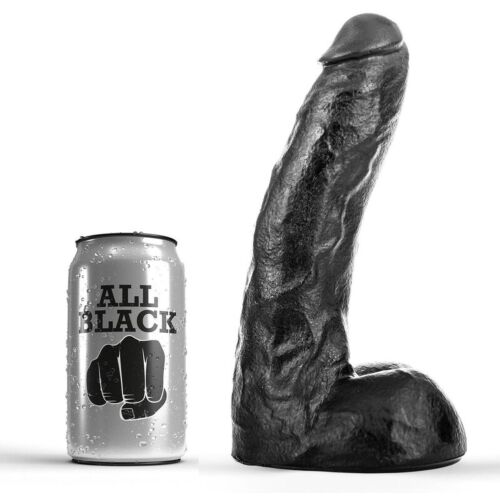 Dildo ALL BLACK 22 CM - Licht geaderd en flexibel