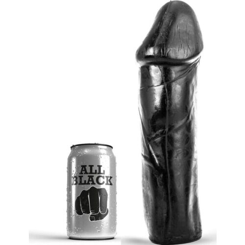 Dildo ALL BLACK Dong 28 cm zonder testikels