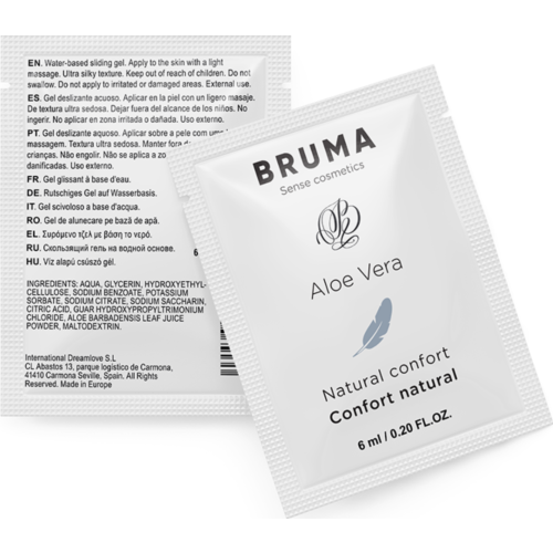 Gel glijmiddel BRUMA 6 ML met aloë vera voor hydratatie