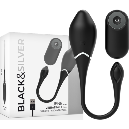 Vibrator Black&Silver Jenell oplaadbaar eivormig