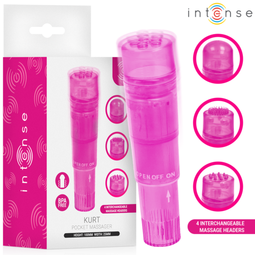 INTENSE FUN TOYS Kurt mini-vibrator met 4 verwisselbare opzetstukken roze
