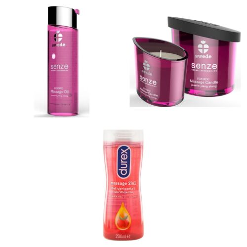 Erotische massageset met olie, kaars en 2-in-1-gel