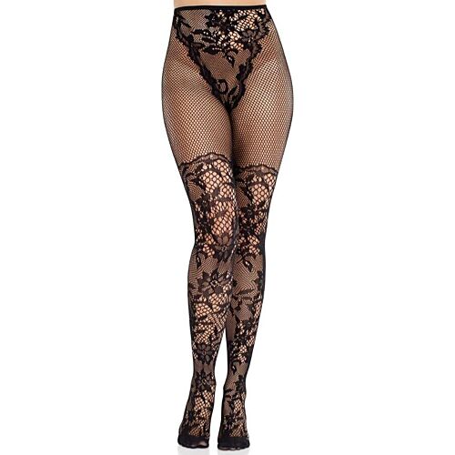 Medias Leg Avenue Dahlia met kant en netdetail