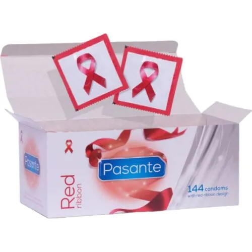 Condooms PASANTE Red Ribbon 144 Stuks voor HIV Bewustzijn