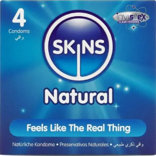 Natuurlijke condooms SKINS 4-Pack met extra comfort