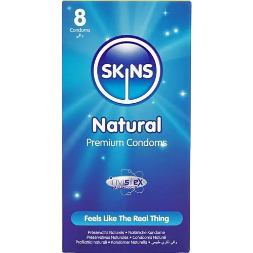Natuurlijke condooms SKINS 8-Pack met extra comfort