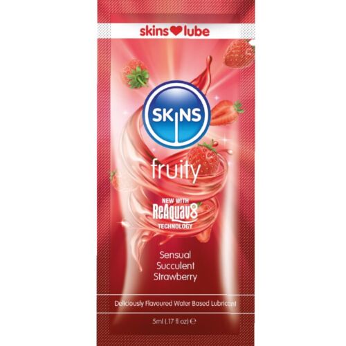 Glijmiddel SKINS Aardbeien 5 ml met authentieke smaak