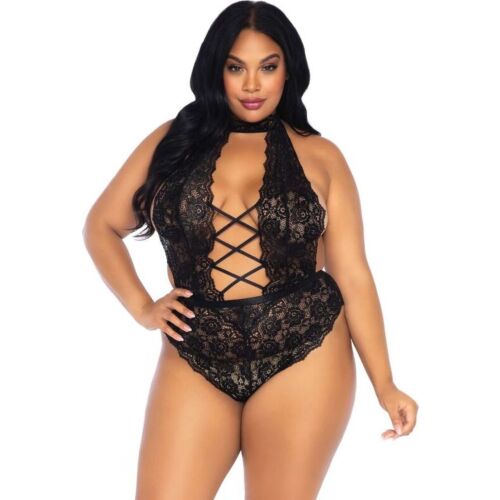Leg Avenue Plus Size teddy met vlechtwerk