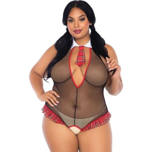 Teddy Collegiala Leg Avenue met open kruis en V-hals