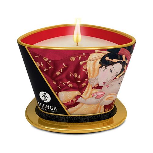 Shunga Mini Caress massagekaars 170 ml aardbei & cava
