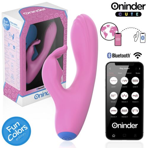 Vibrator ONINDER CUTE Love Bunny met App voor Dubbelt Stimulerend