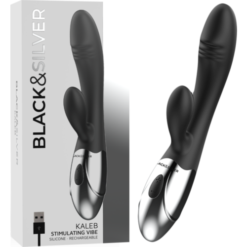 Vibrator BLACK&SILVER Kaleb rabbit met 2 motoren