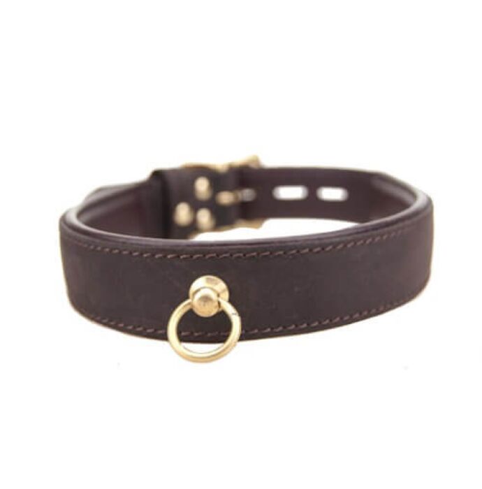 Halsband Bound Nubuck Leather met O-ring Halsband Bound Nubuck Leather met O-ring
