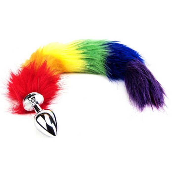 Buttplug Furry Fantasy Rainbow Tail met nepbontstaart Buttplug Furry Fantasy Rainbow Tail met nepbontstaart