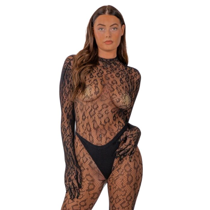 Bodystocking Lace Glove Leopard Print Bodystocking Lace Glove Leopard Print