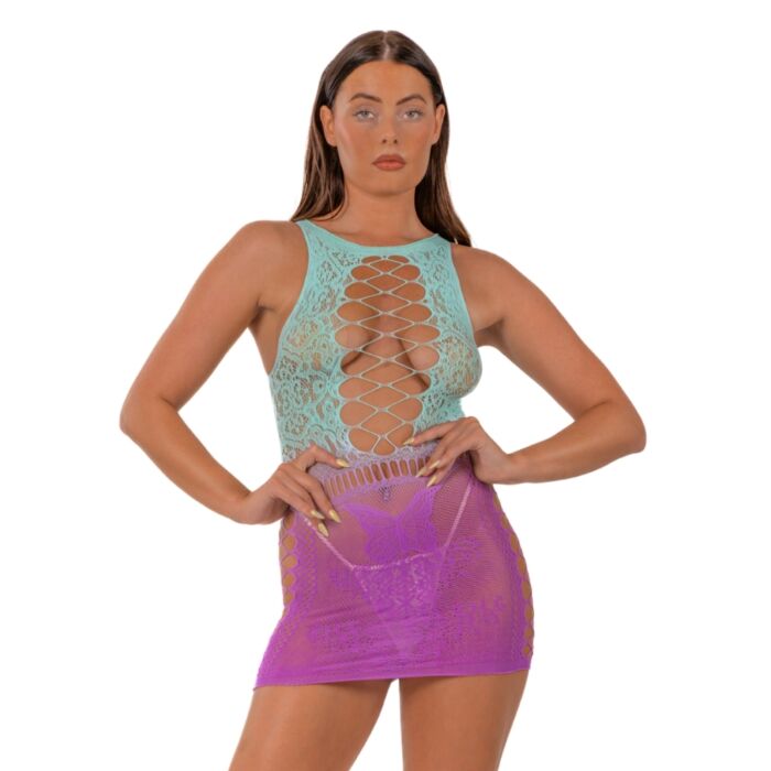 Babydoll Lace Ombre Mini Jurk met Kantdetails Babydoll Lace Ombre Mini Jurk met Kantdetails